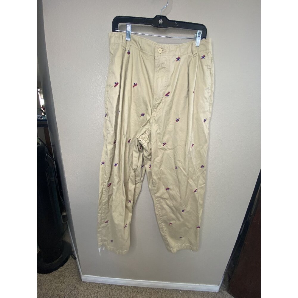 Urban‎ Outfitters unisex tan Pants 8 wide leg high waist cotton embroidered
